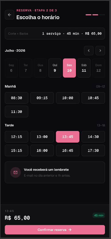 Cliente escolhendo o horário livre no Bookly